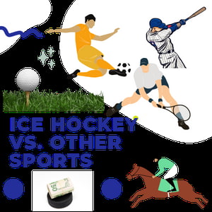 Ice Hockey vs. Other Sports, pictures of soccer, baseball, tennis and equestrian