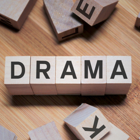 Drama spelled with scrabble letters