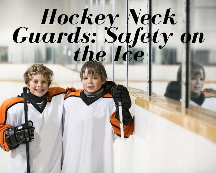 Two Ice Hockey boys with neck guards on