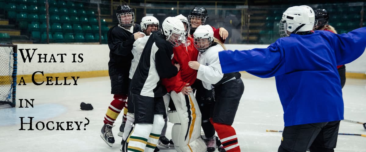 team of youth hockey players celebrating a game