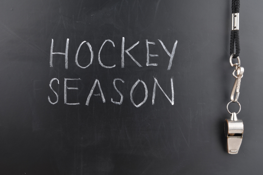 HOckey Season on chalk board